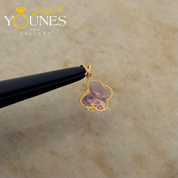 آویز سواروسکی پروانه بنفش طلا